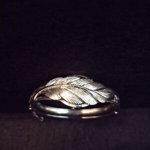 Silver Feather Bangle Bracelet